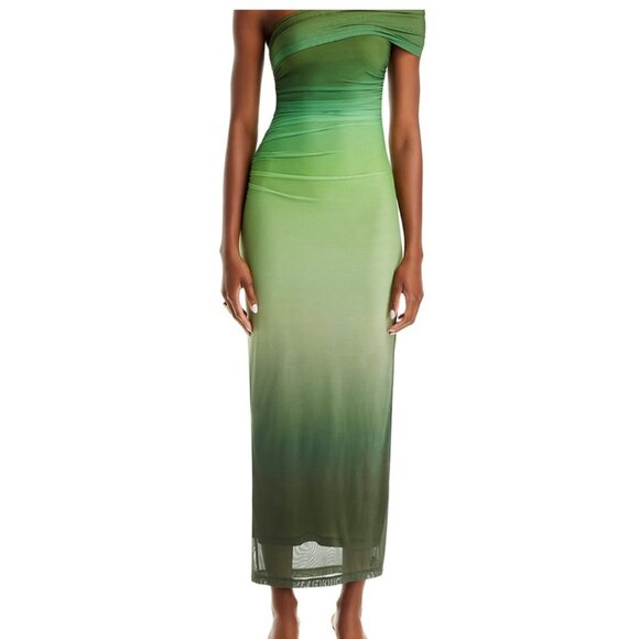 Bardot Green Ombre One-Shoulder Dress - Picture 1 of 3